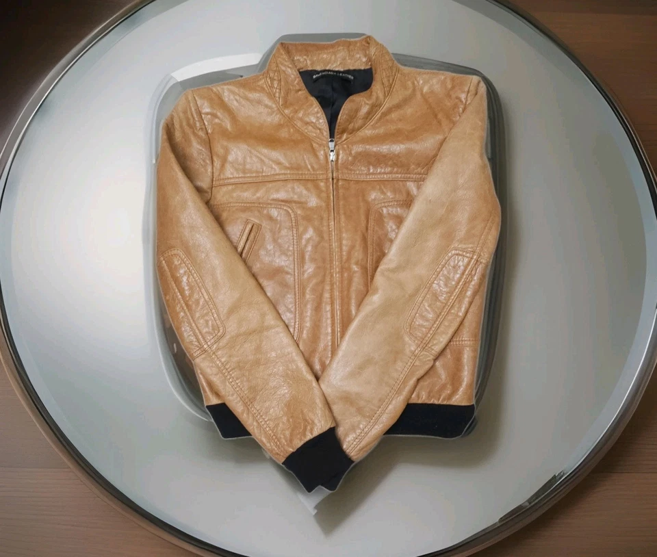 Chaqueta Moto Balenciaga Peluche Marrón Cordero Cuero Envejecido 42 Foto 3 de 4