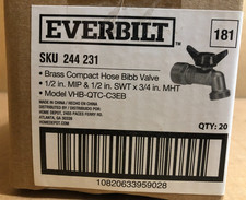 Everbilt Brass Hose Bibb Valves 1/2" MIP 1/2" SWT x 3/4" MHT Box of 20