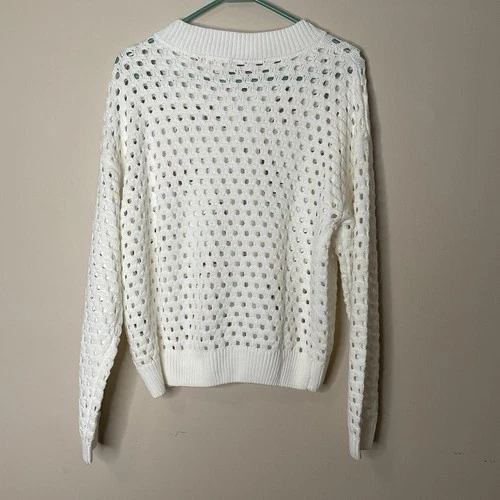 Cárdigan de punto abierto blanco Elan cremallera completa cremallera frontal talla grande nuevo sin etiquetas Foto 4 de 4