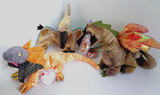 Lot 3 Ty Beanie Babies SCORCH the Dragon, SLAYER the Reptile, SWOOP the Dinosaur