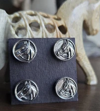 4 Silver tone Horse Head Magnetic Pins. Hunt seat, Western, Halter magnet pins.