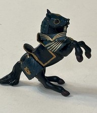 Vintage Papo Medieval Black Knight Rearing Horse In Armor 2005