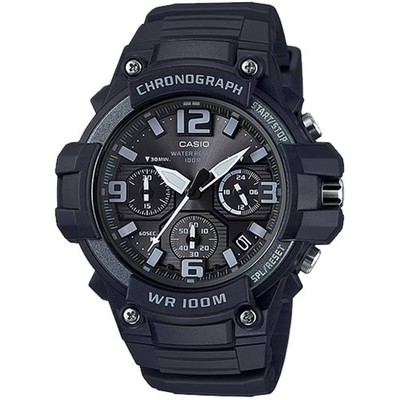 Casio Men's Watch Chrono Black Analog Dial Black Strap MCW-100H-1A3V