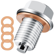 M14x1.5 Magnetic Oil Drain Plug Stainless Steel Bolt with 5 Copper Crush Washers