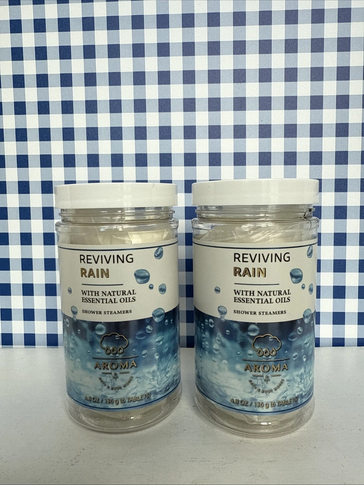 TWO (2) ~ Bath & Body Works ~ SHOWER STEAMERS ~ REVIVING RAIN