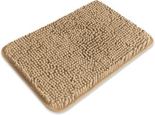 Small Bathroom Rug 12x18 Inch Washable Absorbent Non Slip Chenille Mat Beige
