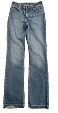 girls wrangler jeans size 14 slim Cowgirl Rodeo Riding Straight Rough Hem