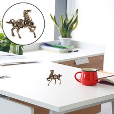  2pcs Year of the Horse 2026 Figurine - Golden Miniature Chinese Zodiac Ornament