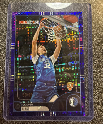 Panini NBA Hoops Cooper Flagg Rookie Purple Pixel Burst 60/99 Mavericks