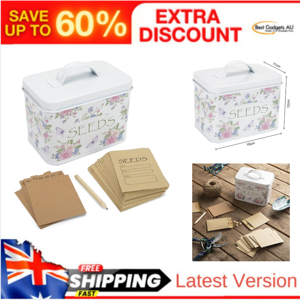 Seed Storage Box – Durable Metal Seed Organizer Storage Box Gardeners