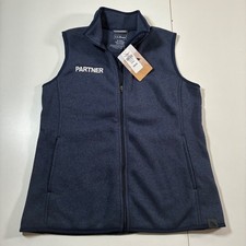 NEW L.L. Bean Sweater Fleece Vest Medium Navy Blue Full Zip Partner Logo
