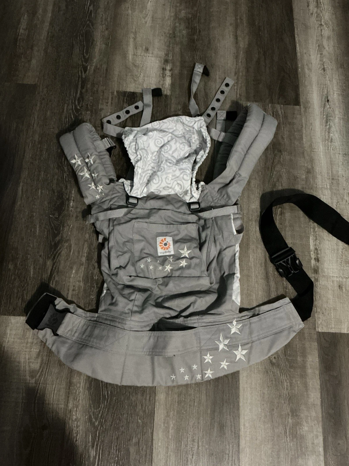 Ergobaby Original Baby Carrier Galaxy Grey Embroidered Stars Cotton 12-45 Lbs