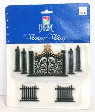 Christmas Village Accessory Black Metal Fence & Gate NOC