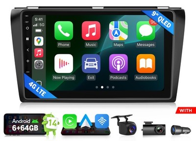 9'' Android 14 QLED 6+64 for Mazda 3 2004 2005 2006 BK Car Stereo CarPlay GPS DSP