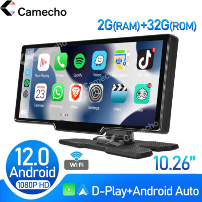 10.26'' 2K Car Portable Wireless Apple CarPlay Android Auto FM Touch Screen Radio