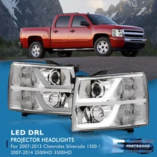 For 07-13 Chevy Silverado 1500 2500 LED DRL Bar Tube Projector Headlights Chrome