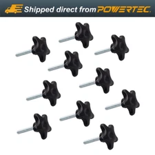 POWERTEC QNB3010-P2 5-Star Stud Knob, 1/4"-20, 2" Long, 10 PK