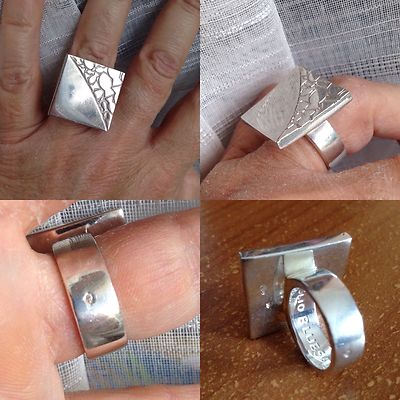 Bague Ancienne En Argent 925 Avec Plaque De Nacre - Taille 48, Bijou Vintage