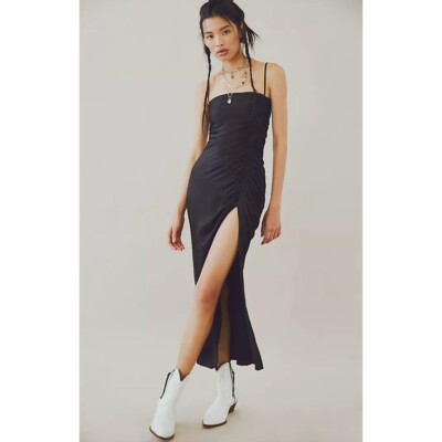thalia bias ruched midi dress Free People Shona Joy Thalia Bias Ruched Midi Dress US Sz 12