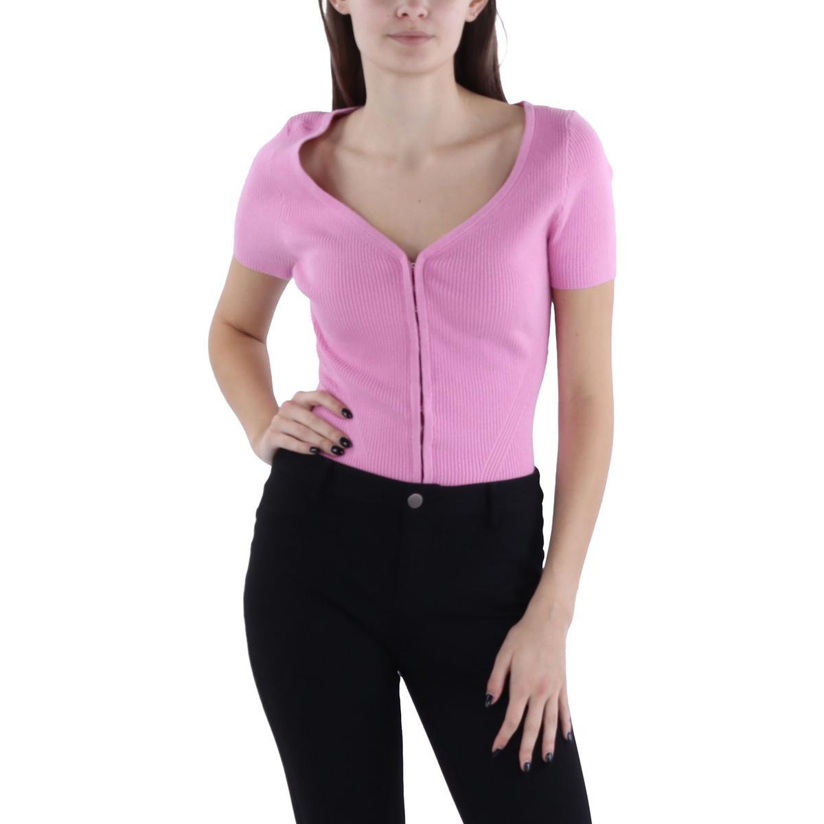 Женский топ-боди Abercrombie & Fitch из трикотажных стрингов в рубчик с V-образным вырезом BHFO 7129