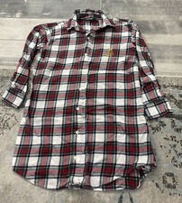 lauren ralph lauren women's XS flannel red plaid nightshirt nightgown