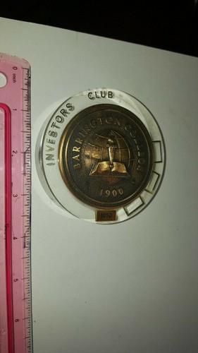 BARINGTON COLLEGE MEDAL DESKTOP PAPER WEIGHT? INVESTORS CLUB MEDALLION 1970?
