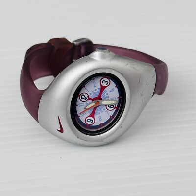 Vintage NIKE Triax Pink Sports Watch Splat - Silicone Band Silver - PARTS ONLY