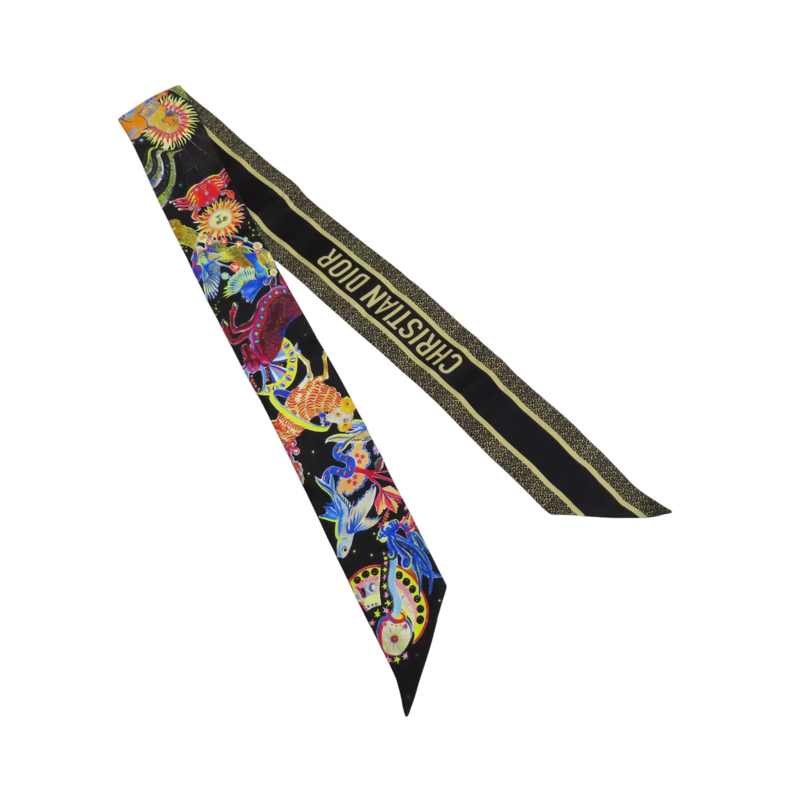 Foulard noir en soie imprimé fleurs DIOR