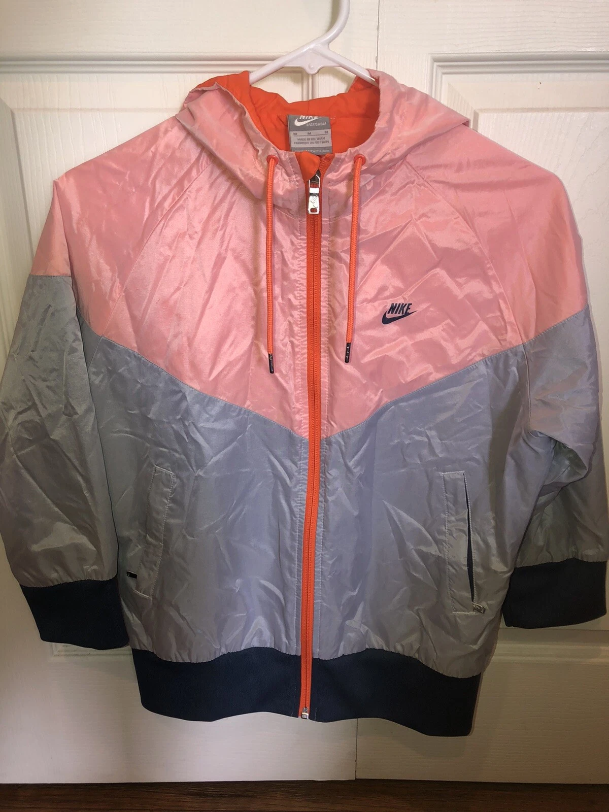 Vtg Nike Full Zip Retro Tri Color Windbreaker Nylon Track Jacket Women’s Medium
