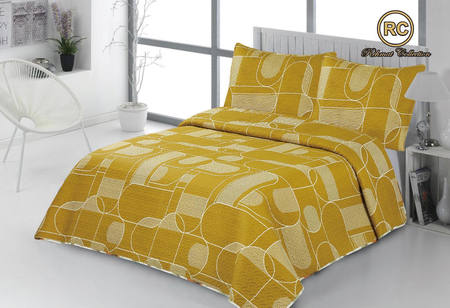 3 Piece Luxury Quilted Bedspread & PillowShams Set Double King Size
