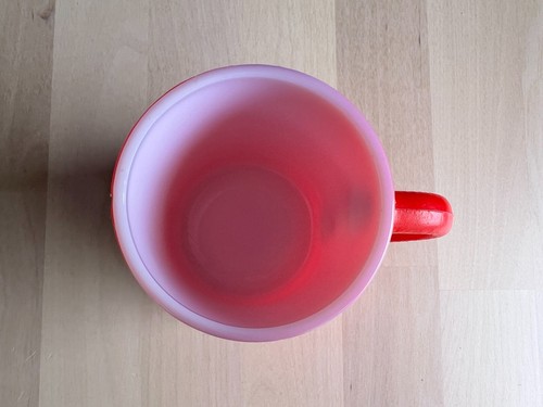 3 Vintage Hazel Atlas Orange Peel Texture Painted Milk Glass Coffee Cup Mug Red - Picture 19 of 20