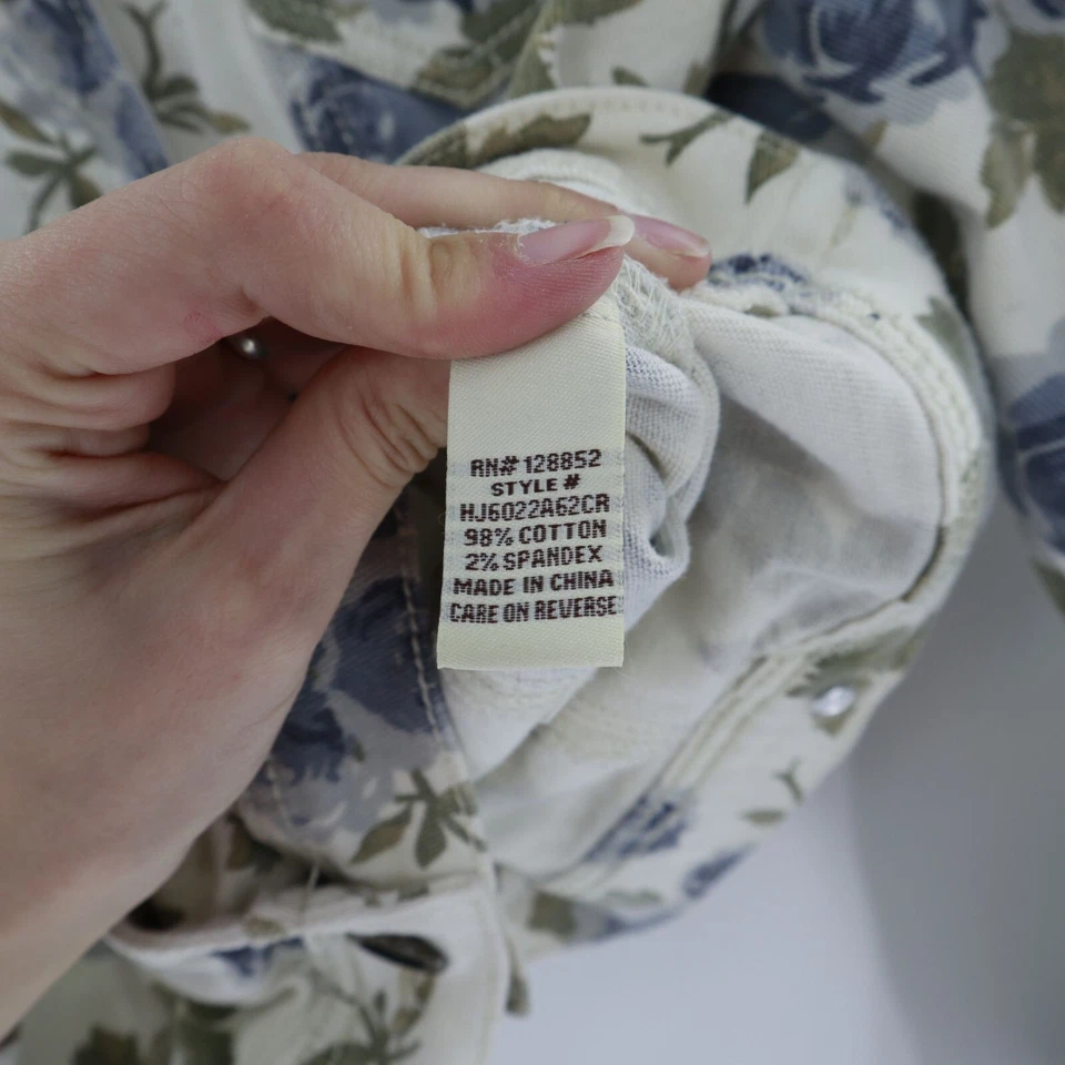 Chaqueta vaquera floral Hot Kiss para mujer M blanca camionera abuela bohemia jardín fiesta Foto 4 de 4