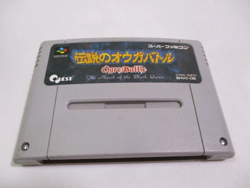 OGRE BATTLE THE MARCH OF THE BLACK QUEEN Nintendo Super Famicom Game Cart Import