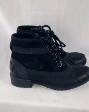 UGG GREDA BLACK LEATHER/ WOOL WATERPROOF DUCK BOOTS, WOMEN US 6/ EUR 37