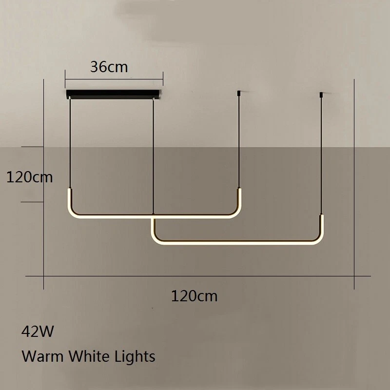 Kitchen LED Pendant Light Bar Lamp Home Black Ceiling Lights Chandelier Lighting - Image 2 of 4