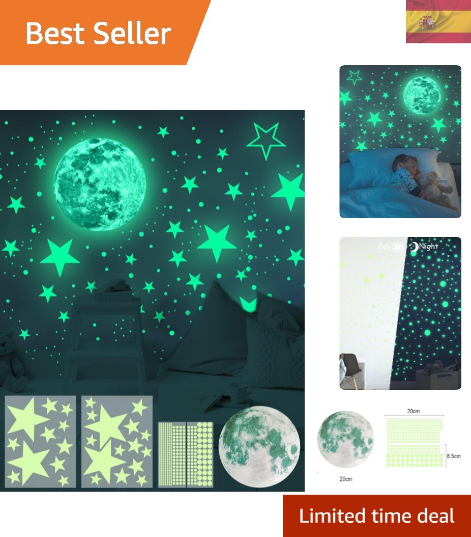 Pegatinas de Estrellas y Luna para Niños - Seguras y Brillantes, 435 Piezas