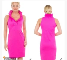 Gretchen Scott Designs Sleeveless Ruffle Neck Dress Pink size S
