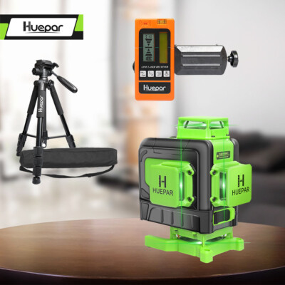 Huepar16 Lines Rotary Green Beam Laser Self Leveling Laser Level+Receiver+Tripod
