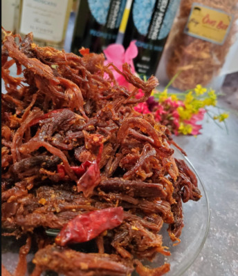 Delicious, Pork Jerky, Chillies Garlic Pork Jerky - Hot 1/2 Pound Snacks