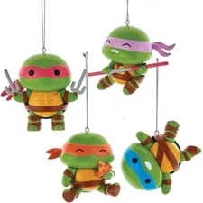 LOT OF 4 Teenage Mutant NINJA TURTLES Kurt Adler TMNT Christmas Ornaments Kawaii