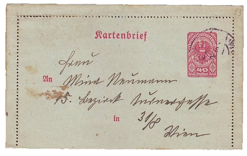 Estampillas austriaco Cubierta Militar, guerra