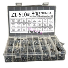 510Pcs/Lot 0.1UF-1000UF 24Values Aluminum Electrolytic Capacitors 16-50V Mix Ele