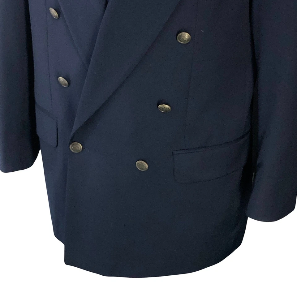 Blazer Yves Saint Laurent YSL Para Hombres 42R Doble Pecho Azul Marino Lana Diseñador Chaqueta Foto 3 de 4