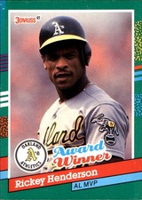 Rickey Henderson 1991 Donruss #761 Oakland Athletics FREE SHIPPING AutographDen