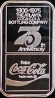 1975 Coca Cola 75th Anniv Atlanta Georgia Rare Bullion-0.999 Silver 1 Oz Art Bar
