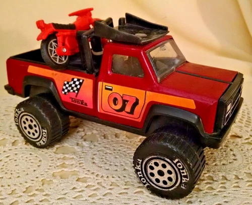 Tonka Truck Motorcycle Hong Kong Original Vintage Pressed Steel Checkerboard #07