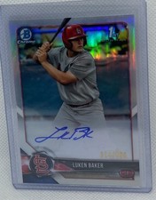 LUKEN BAKER 2018 TOPPS 1ST BOWMAN CHROME PROSPECTS REFRACTOR AUTO #D 14/499