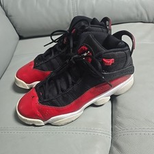 Nike Air Jordan 6 Rings Red Black White 7Y Women 8.5 Retro Sneakers 323419-060