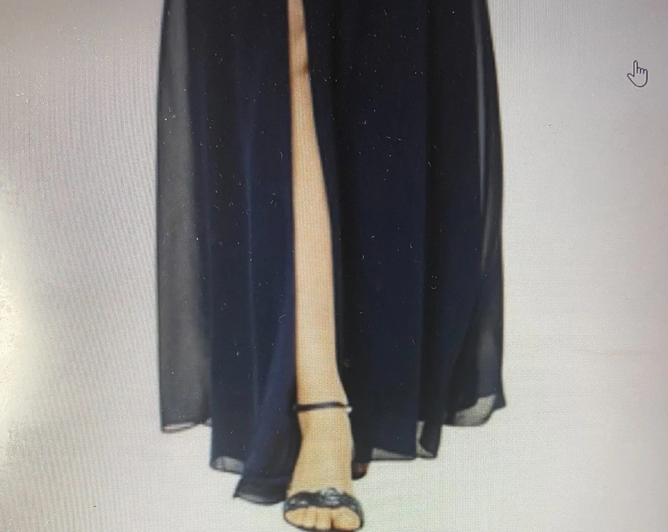 NUEVO CON ETIQUETAS-Vestido Regal Elegance Gasa 1 Hombro Volantes Talla 8 (Azul Marino)-MRSP $163 Foto 2 de 4