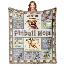Pitbull Mom Gifts Pitbull Blankets 60''x50'' Pitbulls Gifts for Women Gift fo...